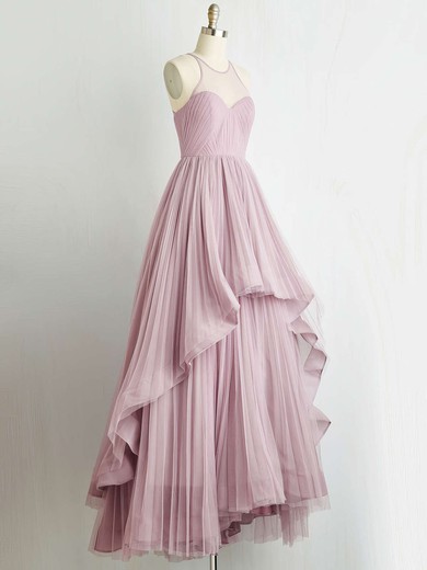 New Arrival A-line Tulle with Pleats Floor-length Halter Prom Dresses #JCD020103607