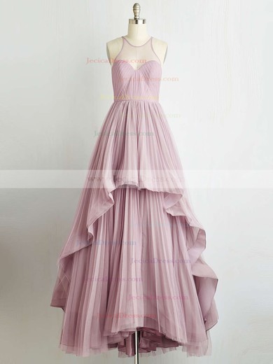 New Arrival A-line Tulle with Pleats Floor-length Halter Prom Dresses #JCD020103607