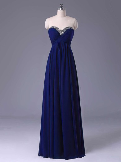 Sweetheart Royal Blue Chiffon with Beading Floor-length Wholesale Empire Prom Dresses #JCD020103613