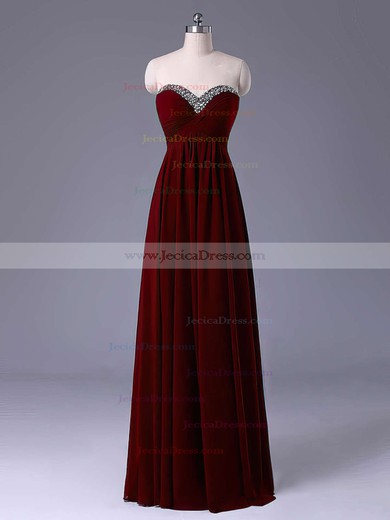 Sweetheart Royal Blue Chiffon with Beading Floor-length Wholesale Empire Prom Dresses #JCD020103613