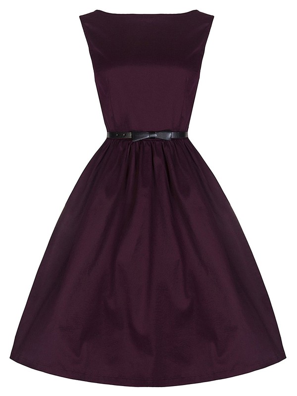 Vintage A-line Scoop Neck Taffeta with Sashes / Ribbons Knee-length Prom Dresses #JCD020103623