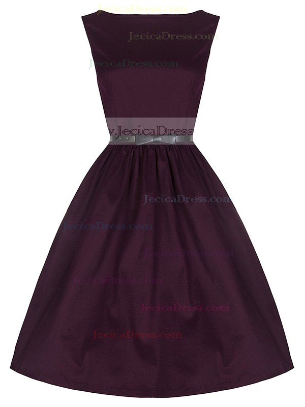 Vintage A-line Scoop Neck Taffeta with Sashes / Ribbons Knee-length Prom Dresses #JCD020103623