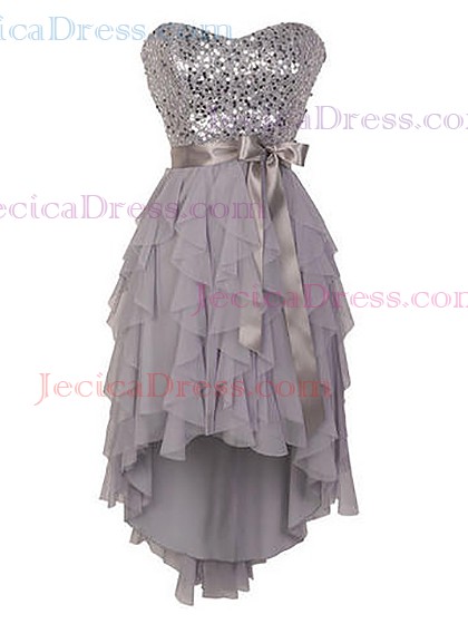 Cheap A-line Sweetheart Chiffon with Sashes / Ribbons High Low Short/Mini Prom Dresses #JCD020103628