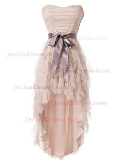 Asymmetrical A-line Sweetheart Tulle with Sashes / Ribbons Original High Low Prom Dresses #JCD020103629