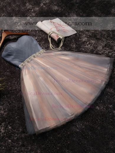 Beautiful A-line Sweetheart Tulle with Beading Short/Mini Prom Dresses #JCD020103635