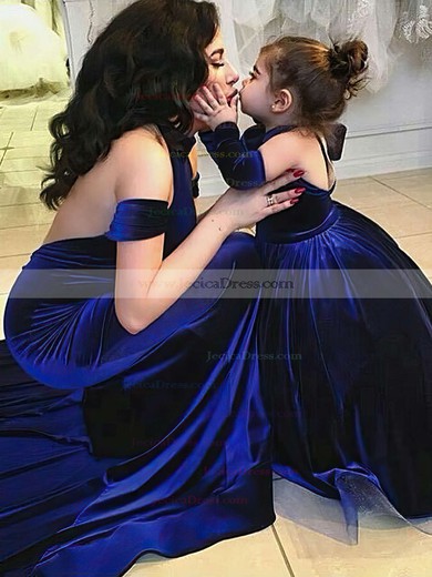 Halter Trumpet/Mermaid Royal Blue Ruffles Velvet Court Train Sexy Backless Prom Dresses #JCD020103714
