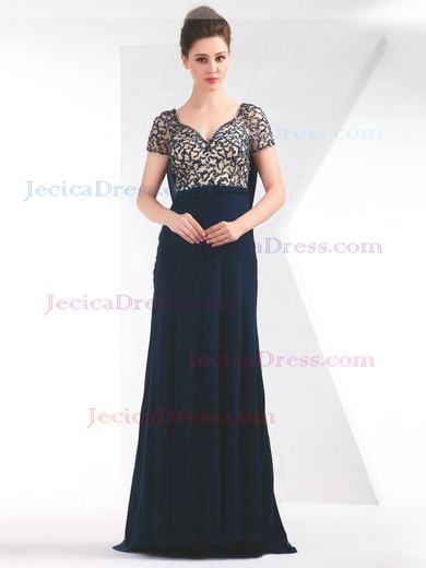 Chiffon Tulle Sheath/Column V-neck Sweep Train with Sequins Prom Dresses #JCD020103808