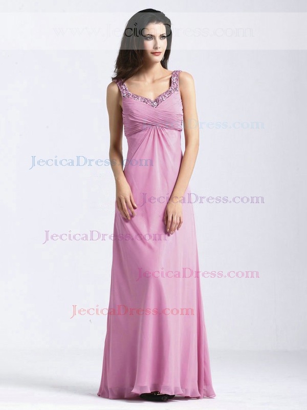 Chiffon Empire V-neck Floor-length with Sequins Prom Dresses #JCD020103809