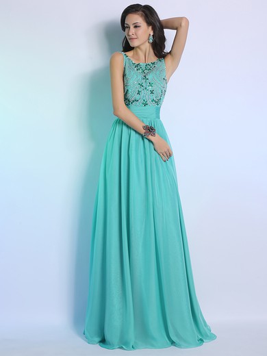 Square Neckline Crystal Detailing and Bow Open Back Chiffon Prom Dress #JCD02023095