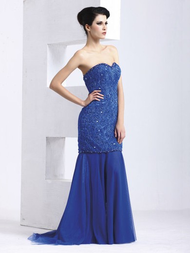 Tulle Lace Trumpet/Mermaid Sweetheart Detachable with Sequins Prom Dresses #JCD020103820