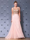 Tulle Chiffon A-line V-neck Floor-length with Beading Prom Dresses #JCD020103829
