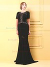 Chiffon Trumpet/Mermaid Scoop Neck Sweep Train with Lace Prom Dresses #JCD020103833