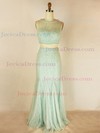 Tulle Lace Trumpet/Mermaid Scoop Neck Floor-length with Pearl Detailing Prom Dresses #JCD020104025