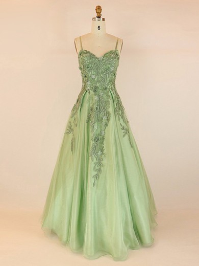 Tulle Ball Gown V-neck Floor-length with Sequins Prom Dresses #JCD020104038