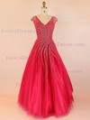 Tulle Ball Gown V-neck Floor-length with Appliques Lace Prom Dresses #JCD020104041