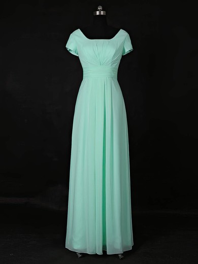 Chiffon A-line Scoop Neck Floor-length with Ruffles Bridesmaid Dresses #JCD01013118