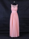 Lace Chiffon A-line Scoop Neck Floor-length with Ruffles Bridesmaid Dresses #JCD01013123