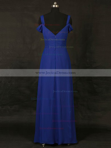 Chiffon A-line V-neck Floor-length with Ruffles Bridesmaid Dresses #JCD01013127