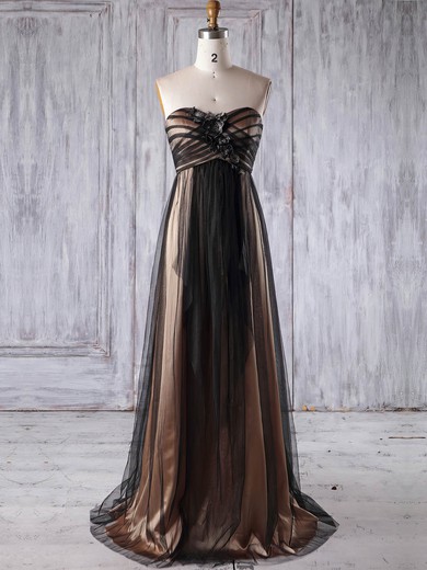 Tulle Empire Sweetheart Floor-length with Appliques Lace Bridesmaid Dresses #JCD01013177