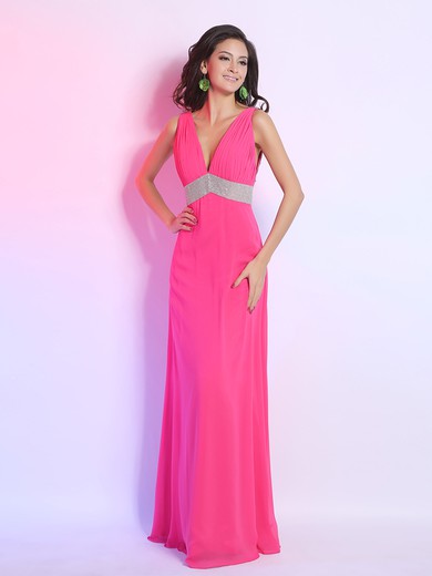 Open Back Sheath/Column Watermelon Chiffon with Sequins Cool Prom Dresses #JCD02014286