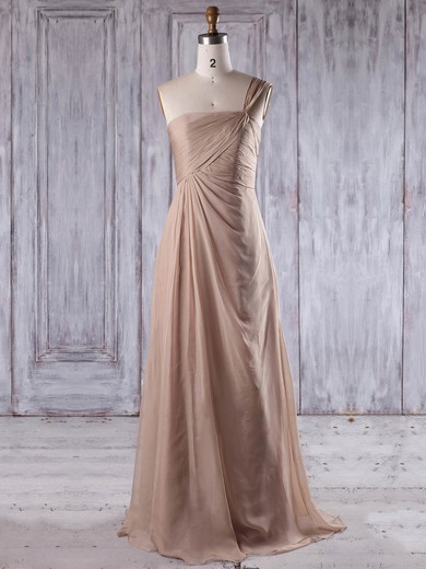 Chiffon A-line One Shoulder Floor-length with Ruffles Bridesmaid Dresses #JCD01013199