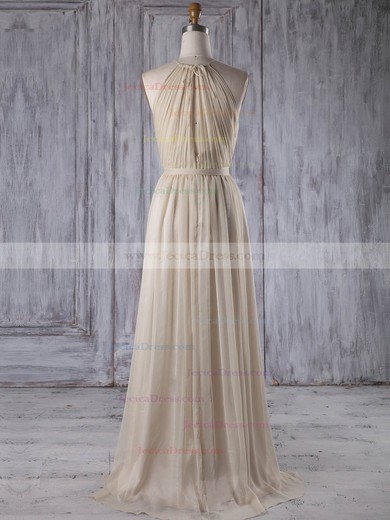 Chiffon A-line Scoop Neck Asymmetrical with Sashes / Ribbons Bridesmaid Dresses #JCD01013205