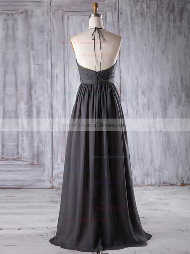 Chiffon A-line Halter Floor-length with Ruffles Bridesmaid Dresses #JCD01013221
