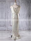 Sequined Sheath/Column Scoop Neck Floor-length with Split Front Bridesmaid Dresses #JCD01013228