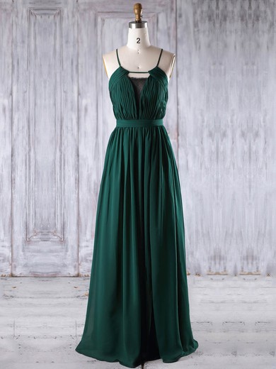 Chiffon A-line Scoop Neck Floor-length with Lace Bridesmaid Dresses #JCD01013238