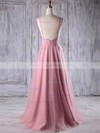 Tulle A-line Scoop Neck Floor-length with Appliques Lace Bridesmaid Dresses #JCD01013243
