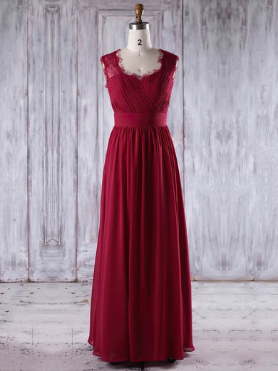 Lace Chiffon A-line Sweetheart Floor-length with Ruffles Bridesmaid Dresses #JCD01013245