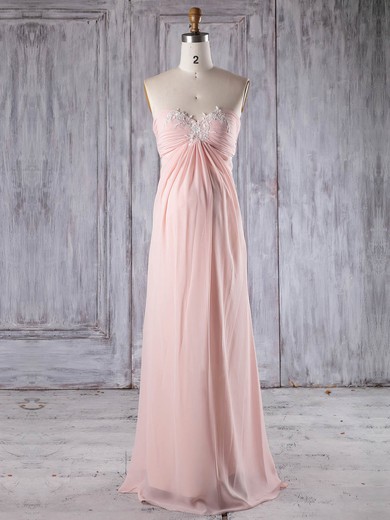 Chiffon Empire Sweetheart Floor-length with Appliques Lace Bridesmaid Dresses #JCD01013252