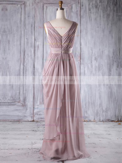 Chiffon Empire V-neck Floor-length with Sequins Bridesmaid Dresses #JCD01013256