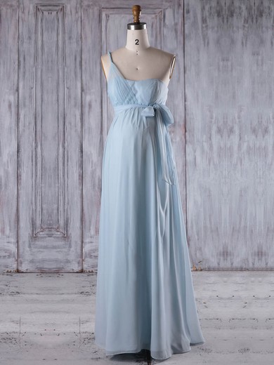 Chiffon Empire One Shoulder Floor-length with Sashes / Ribbons Bridesmaid Dresses #JCD01013257