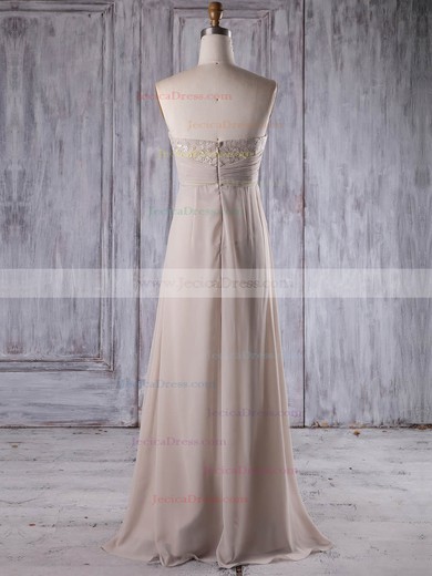 Chiffon Empire Strapless Floor-length with Lace Bridesmaid Dresses #JCD01013264