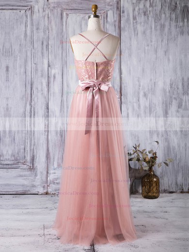 Lace Tulle A-line Sweetheart Floor-length with Sashes / Ribbons Bridesmaid Dresses #JCD01013279