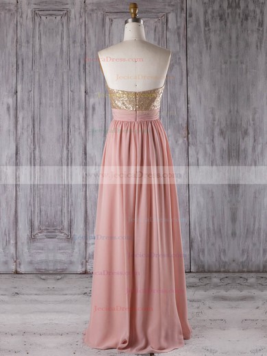 Chiffon A-line Sweetheart Floor-length with Sequins Bridesmaid Dresses #JCD01013280