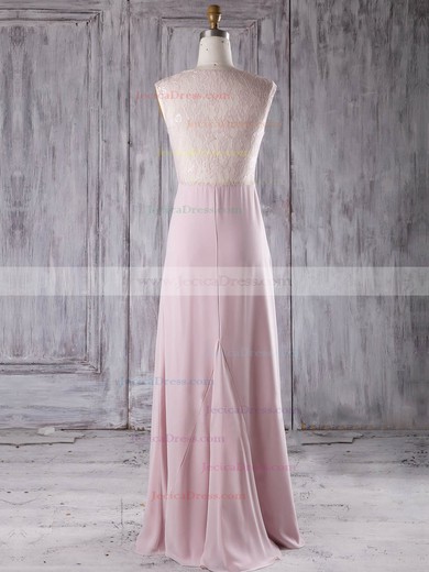 Lace Chiffon A-line V-neck Floor-length with Ruffles Bridesmaid Dresses #JCD01013282