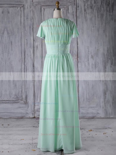 Chiffon A-line Scoop Neck Floor-length with Ruffles Bridesmaid Dresses #JCD01013286