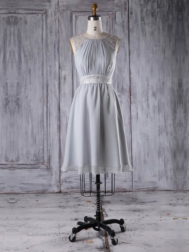 Chiffon A-line Scoop Neck Short/Mini with Sashes / Ribbons Bridesmaid Dresses #JCD01013295