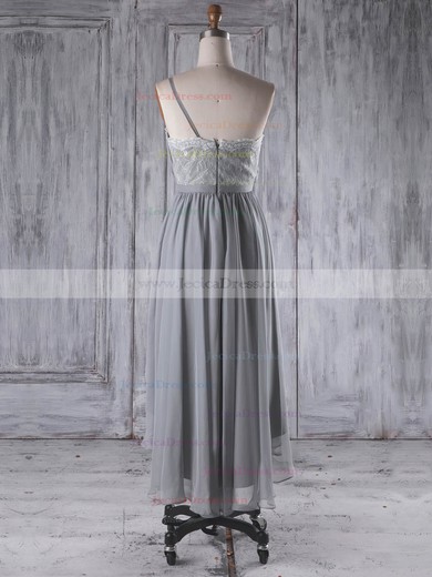 Lace Chiffon A-line One Shoulder Asymmetrical with Sashes / Ribbons Bridesmaid Dresses #JCD01013296