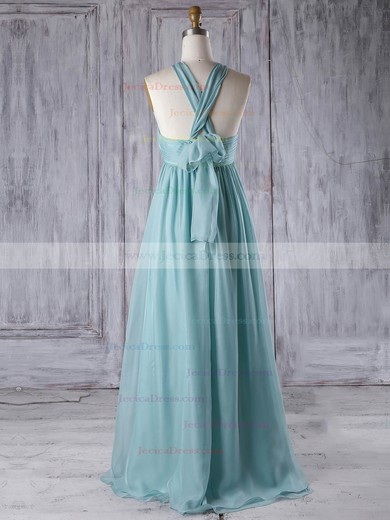 Chiffon Empire V-neck Floor-length with Ruffles Bridesmaid Dresses #JCD01013303