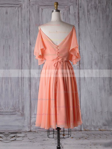 Chiffon A-line V-neck Short/Mini with Sashes / Ribbons Bridesmaid Dresses #JCD01013305