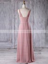 Chiffon A-line V-neck Floor-length with Appliques Lace Bridesmaid Dresses #JCD01013309