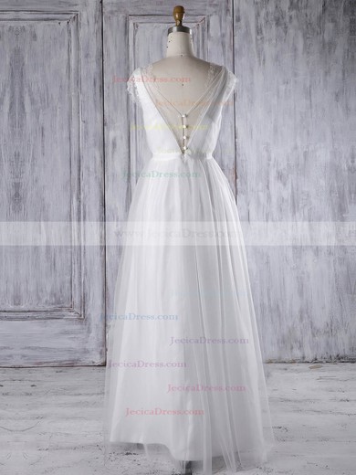Tulle A-line V-neck Floor-length with Sashes / Ribbons Bridesmaid Dresses #JCD01013315