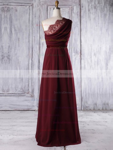 Lace Chiffon A-line One Shoulder Floor-length with Sashes / Ribbons Bridesmaid Dresses #JCD01013317
