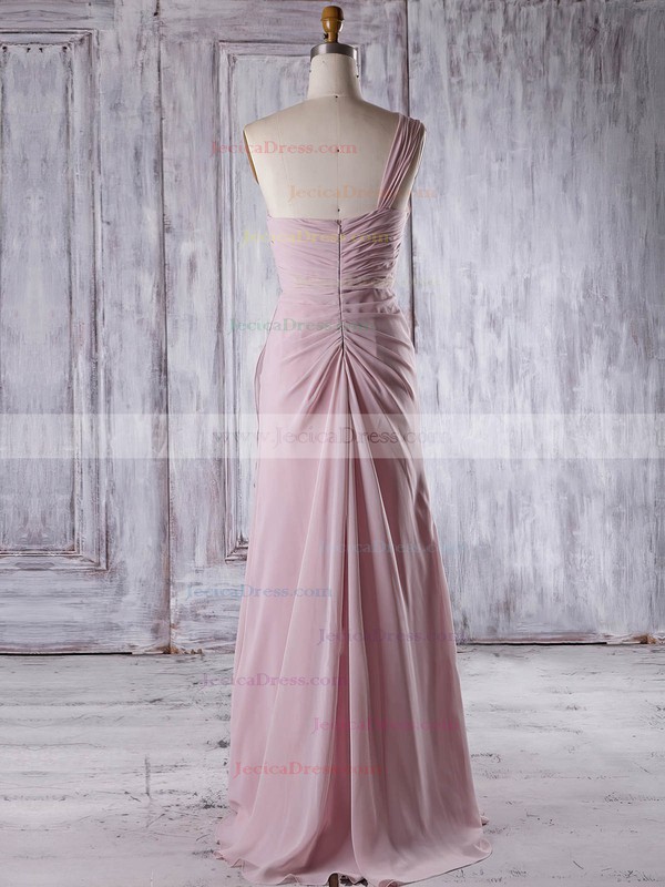 Chiffon A-line One Shoulder Floor-length with Ruffles Bridesmaid Dresses #JCD01013324