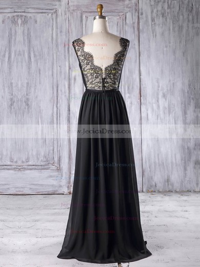 Lace Chiffon A-line V-neck Floor-length with Sashes / Ribbons Bridesmaid Dresses #JCD01013328