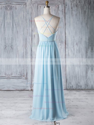Chiffon A-line V-neck Floor-length with Beading Bridesmaid Dresses #JCD01013329