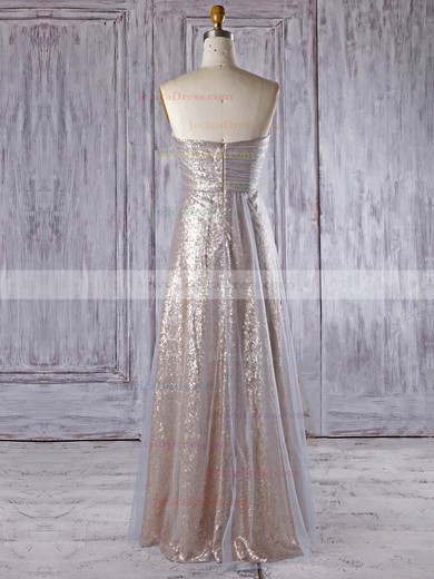 Tulle Sequined Empire Sweetheart Floor-length with Ruffles Bridesmaid Dresses #JCD01013335